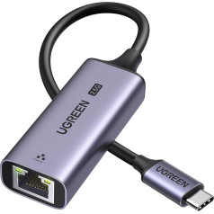 UGREEN USB C 2.5G LAN adapteris Ethernet adapteris RJ45 2500Mbps tīkla adapteris Saderīgs ar iPhone 15 Series, iPad Pro/Air, Mac Pro/Air, Galaxy S24 Ultra, PC ar Windows 11/10/8, macOS utt.