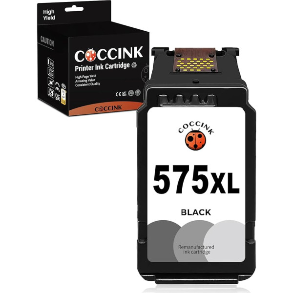 COCCINK PG-575 XL (1 melna) atjaunotas printeru kasetnes Canon 575XL PIXMA TS3550i TS3551i TR4750i TR4751i printerim lielas ietilpības atjaunošanai