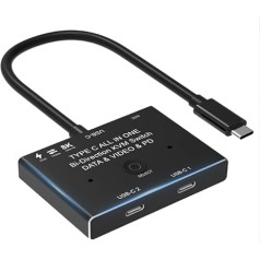 Hopbucan KVM USB C divvirzienu slēdzis 1X2/2X1 USB 3.1 Splitter datu video komutators 8K @ 30Hz PD 100W PC monitoram mobilajam telefonam