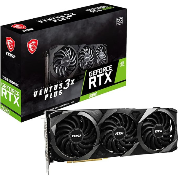 MSI GeForce RTX 3080 Ventus 3X Plus 12G OC LHR spēļu grafiskā karte NVIDIA RTX 3080 LHR, 12 GB atmiņas V389-400R Black