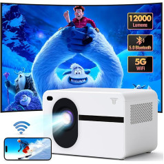 Wielio Mini Beamer, Mini Beamer WiFi Bluetooth Full HD 1080P, Beamer Heimkino Unterstützt mit Zoomfunktion, 200'' Display Outdoor Projektor Kompatibel mit Smartphone 12000L