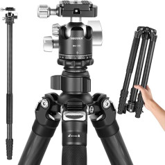 NEEWER 171,5 cm Pro Travel Tripod monopods no oglekļa šķiedras ar 28 mm zema profila lodveida galvu, 360° panorāma, smags metāla video kameru statīvs ar 1/4 collu Arca plāksni, kāju smailes, maksimālā slodze 39,68 lb/18 kg,