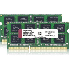 DDR3 / DDR3L 8GB komplekts (4GBx2) DDR3 / DDR3L 8GB komplekts (4GBx2) DDR3 / DDR3L 1600MHz PC3-12800 / PC3L-12800 SODIMM Non-ECC Unbuffered 1.35V / 1.5V 2Rx8 Dual Rank 204 Pin CL11 datoru atmiņas moduļu komplekts (zaļš)