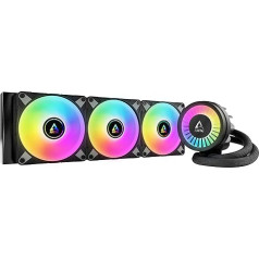 ARCTIC Liquid Freezer III 360 A-RGB - ūdens dzesēšana datoram, AIO CPU ūdens dzesētājs, Intel & AMD, efektīvs PWM kontrolēts sūknis, ventilators: 200-2000 apgr./min, LGA1851 un LGA1700 kontaktu rāmis - melns