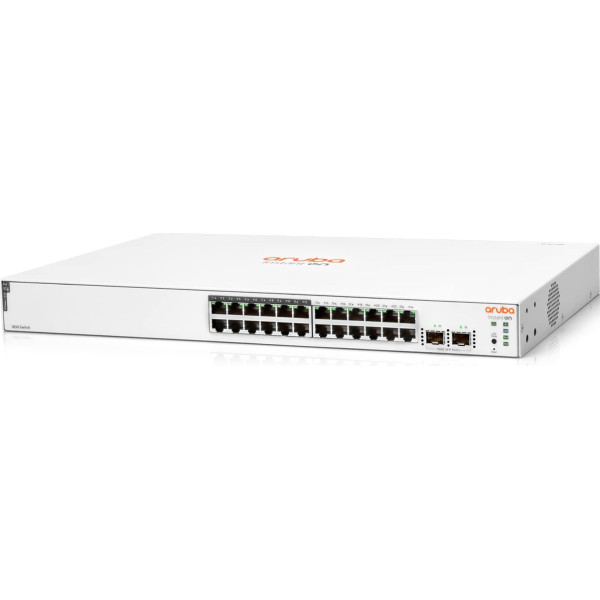 Aruba Instant On 1830 24 prievadų Gb Smart-Managed Layer 2 Switch with PoE | 24x 1G | 2X SFP | 12x CL4 PoE (195W) | Be ventiliatoriaus | ES kabelis (JL813A#ABB)