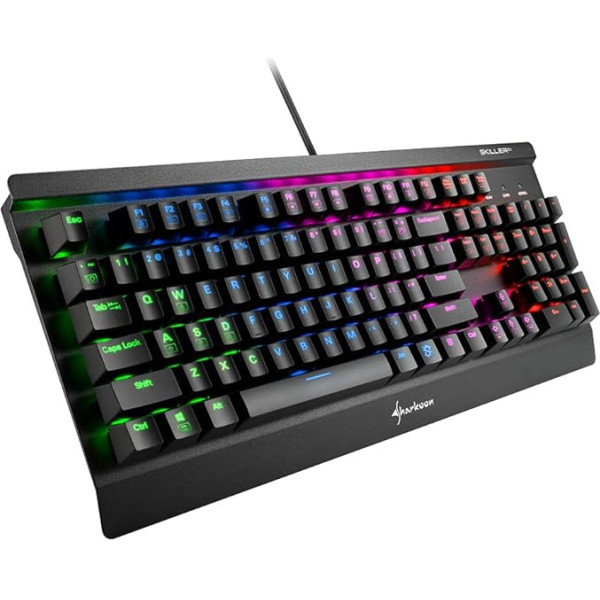 Sharkoon Skiller Mech SGK3 mechaninė žaidimų planšetė (su RGB apšvietimu, juodu ekranu, N-Key-Rollover, 1000 Hz apklausos dažniu) JAV išdėstymas (QWERTY)