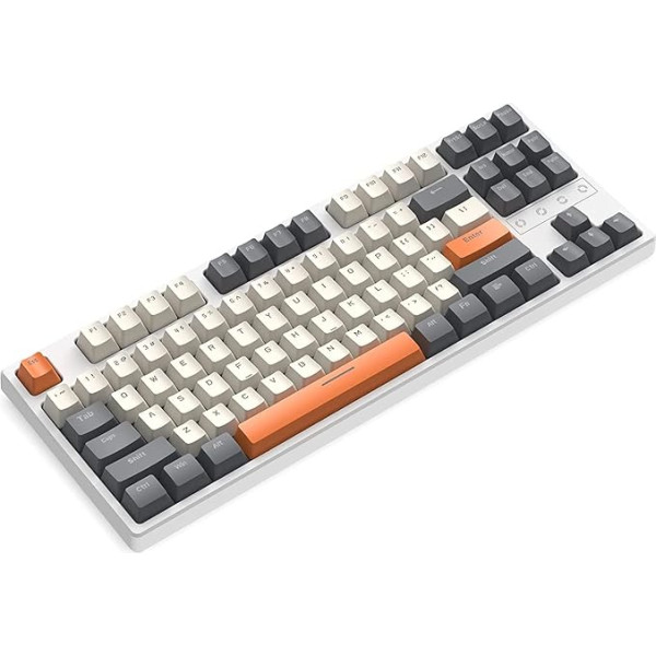 K87 75% bezvadu spēļu klaviatūra, TKL 80% Hot-Swap mehāniskā tastatūra, trīskārša BT5.0/2.4GHz/USB kabelis, kompakta, 87 taustiņi, Lightsync RGB apgaismojums, programmējama, uzlādējama 3000 mAh, pelēka