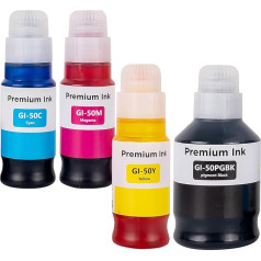 LAIPENG GI-50 GI50 tinte, kas saderīga ar Canon PIXMA GM2050 GM4050 G5050 G6050 G7050 printeri, 4 krāsu multipakete (melna/ciāns/magenta/dzeltena)