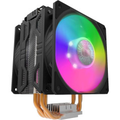 Cooler Master Hyper 212 LED Turbo ARGB CPU gaisa dzesētājs - Jet Black Aluminium apdare, 4 nepārtrauktas tieša kontakta siltumcaurules ar spārniem, 2 x 120 mm ARGB SickleFlow ventilatori, ARGB LED kontrolieris