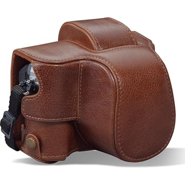 MegaGear MG1933 Ever Ready Genuine Leather Camera Case with Strap Compatible with Olympus OM-D E-M10 Mark IV - Brown