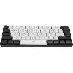 60% RGB tastatūra, 61 taustiņš, LED fona apgaismojums, ergonomiska mehāniskā tastatūra, vadu spēļu tastatūra birojam un biznesa spēlēm (balta)