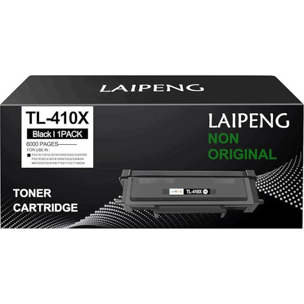 LAIPENG TL-410X TL-410 TL-410 TL-410H TL-410H tonerio kasetė 6000 puslapių suderinama su P3018DW P3018DN P3308DW P3308DN M6708DW M6708DW M6708DN M6808FDW M7108DW M7108DN M7208FDW M730 8FDW spausdintuvu (juoda x 1)