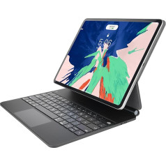 Rii ipad pro 12.9 Hülle mit Tastatur (6th/ 5th/ 4th/ 3rd Gen), Bluetooth Tastatur mit Touchpad, Solare Aufladung Magic Keyboard mit Magnetic Free-Floating, Multi-Touchpad und Weiße Beleuchtete, QWERTZ