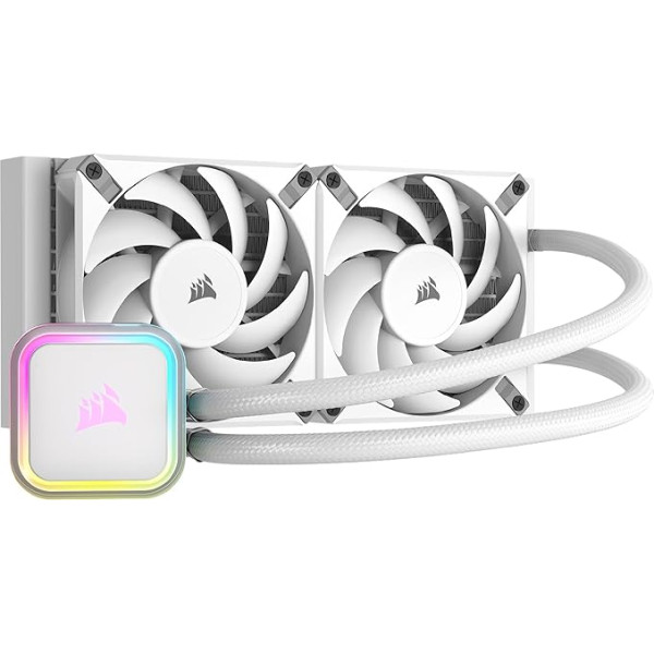 CORSAIR H100i RGB Elite Liquid CPU Cooler - 240mm AIO - AF120 Elite PWM Fan - Intel® LGA 1700, 1200, 2066, AMD® AM5 & AM4 Socket - White