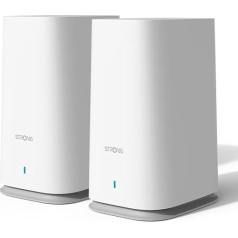 STRONG Atria Wi-Fi Mesh Home Kit 2100, WLAN pastiprinātājs, retranslators, 200 m² pārklājums, 2100 Mbit/s, 2,4 GHz + 5 GHz, 3 x Gigabit LAN/WAN Ethernet pieslēgvietas, balts