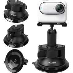 TELESIN° Magnētiskais stiprinājums + piesūcekņa komplekts Insta360 Go3 piederumiem Automašīnas motocikla stiprinājums Stikla vējstikla paneļa metāla caurules stieņa rullīša stiprinājums Insta 360 GO 3 piederumiem