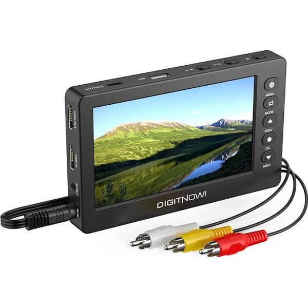 DIGITNOW! 1080P 60FPS USB 2.0 video uz digitālo pārveidotājs ar 5 collu OLED ekrānu, AV un HDMI video ierakstītājs, kas ieraksta video no VCR, DVD, VHS lentēm, Hi8, videokamerām, spēļu sistēmām, videokamerām un spēļu sistēmām