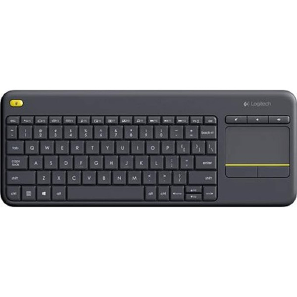 Logitech K400 Wireless Plus TV tastatūra ar skārienpaliktni, 2,4 GHz savienojums, izmantojot USB Unifying uztvērēju, programmējami multivides taustiņi, Windows / Android / ChromeOS, čehu QWERTY izkārtojums - melna