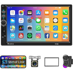 Auto radio 2 DIN ar iOS/Android Mirror Link Bluetooth brīvroku komplekts 7 collu auto radio Double DIN ar Bluetooth FM radio/USB/AUX/SD/DVR digitālo multivides uztvērēju ar stūres kontroli atpakaļgaitā