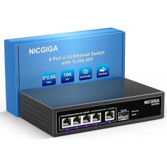 NICGIGA 5 Port 2.5G Ethernet Switch with 10G SFP Uplink, Unmanaged 2.5Gb Network Switch, Plug & Play, Desktop/Wall Mounting, Fanless Metal Design