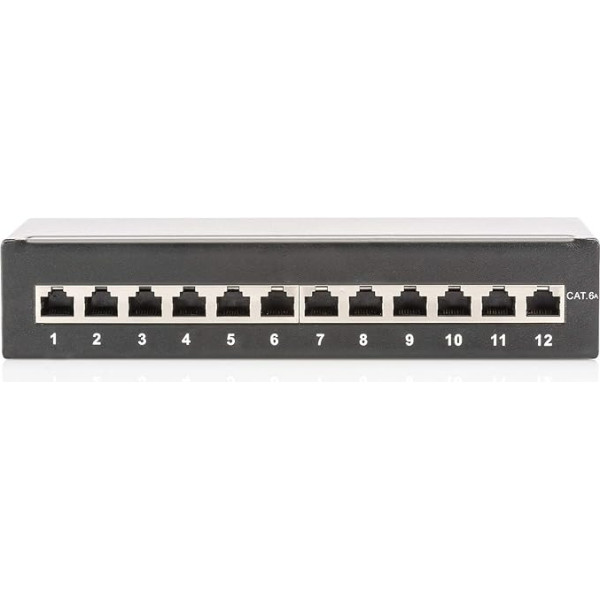 DIGITUS Patchpanel - Cat-6A - 8-Port RJ45 - LSA Patch-Feld - LSA Patch-Feld - Patch-Feld - Patch-Panel - Schwarz