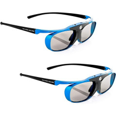 2 x Hi-SHOCK DLP Pro Blue Heaven DLP Link 3D Glasses for 3D DLP Projectors from Acer, BenQ, Largo, Optoma, Viewsonic, LG [Shutter Glasses | 96-144 Hz | Rechargeable | 32g | DLP Link | Blue]