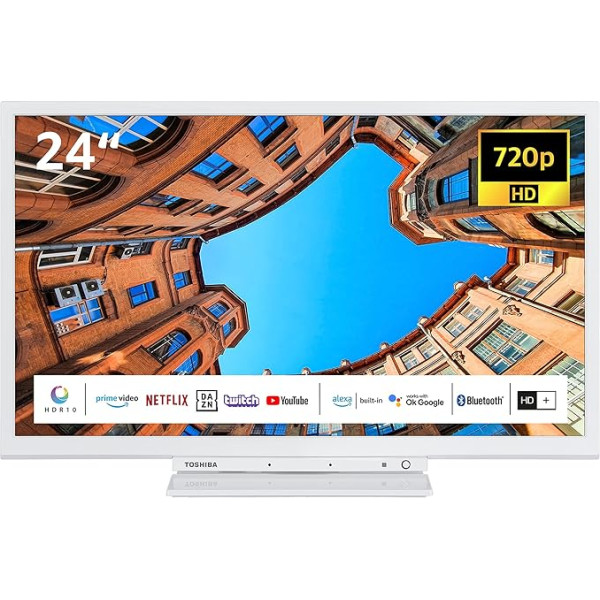 Toshiba 24WK3C64DAW 24 collu TV/Smart TV (HD Ready, HDR, iebūvēta Alexa, trīs uztvērēji, Bluetooth) - iekļauts 6 mēnešu HD+ [2023], balts