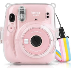 Прозрачный защитный чехол CELION для мгновенной камеры Fujifilm Instax Mini 11, прочный защитный чехол из ПВХ со съемным плечевым ремнем из саржи (крист