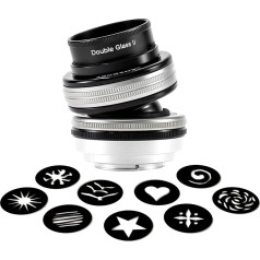 LensBaby - Composer Pro II ar dubulto stiklu II priekš Canon RF - Uzlabota versija - Savietojams ar visiem pašreizējiem un vecākiem Optic Swap objektīviem - Manuāli regulējams atvērums