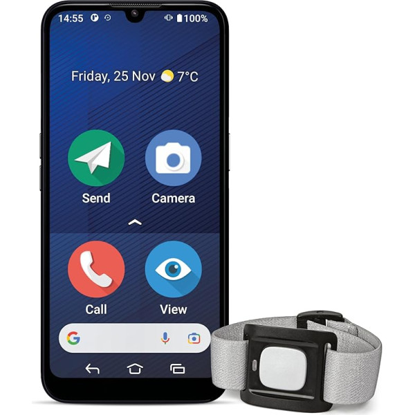 Doro 8200 Senior viedtālrunis ar modinātāja pogu, avārijas zvanu aproce ar GPS, 4G viedtālrunis senioriem bez līguma, Noru poga, trīskārša kamera, Android 12 Go, 64 GB atmiņa, dzirdes aparāts