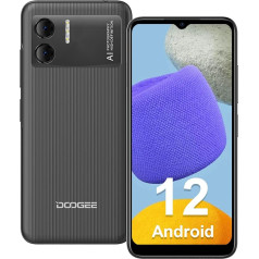 DOOGEE X98 Mobilais tālrunis bez līguma Android 12 4G Dual SIM viedtālrunis lēts, 3GB + 16GB (1TB paplašinājums) 4200mAh akumulators, 6,52 collu HD+ displejs 8MP Dual Camera 5G WiFi/GPS/Face ID-2023 Black