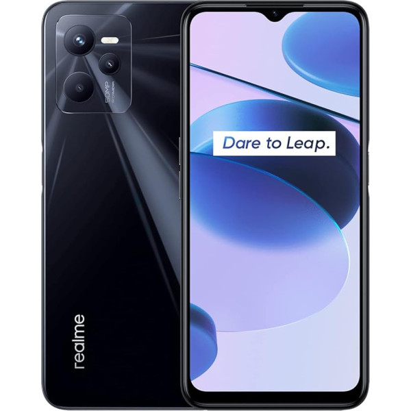 realme C35 4g viedtālrunis, 50 MP AI trīskāršā kamera, 16,7 cm (6,6 collu) FHD Full Screen ekrāns, 8,1 mm īpaši plāns, dinamiski mirdzošs dizains, 5000 mAh akumulators, 4+128 spīdumi, melns