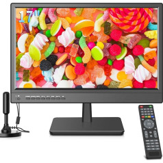 ZOSHING 17 Zoll Fernseher, mazs televizors, iebūvēts digitālais uztvērējs T2, HDMI, USB ieeja, DC-12 V Automobiļu kabeļi, kas atrodas