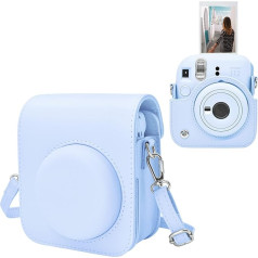 MUZIRI KINOKOO Camera Case Bag for Fuji/Polaroid Instax Mini 12 Instant Camera - PU Leather Protective Case with Adjustable Shoulder Strap, blue, camera bag