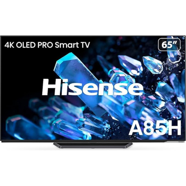 Hisense 65A85H OLED 164 cm (65 collu) televizors, 4K, HDR, Dolby Vision IQ & Atmos, IMAX Enhanced, Filmu režīmā, 120 Hz, iebūvēta Alexa, Google Assistant, Game Mode Pro, DTS Virtual X, antracīts [2022]