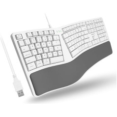 Macally MERGOKEY Ergonomiska vadu USB A tastatūras plaukstas balsts amerikāņu izkārtojums ASV