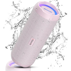 RIENOK Bluetooth skaļrunis ar gaismu Bluetooth 5.3 Music Box Bass Wireless Box ar IPX7 ūdensizturīgu stereo skaņu Pārnēsājams rozā krāsā