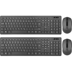 Rii bezvadu tastatūras un peles komplekts, bezvadu tastatūra ar peli, bezvadu tastatūra un pele, datoram/Laptop/Windows/Smart TV, vācu izkārtojums - melns