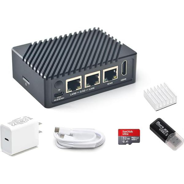 FriendlyElec Nanopi R5S Mini maršrutētājs OpenWRT ar trīs Gbps Ethernet pieslēgvietām LPDDR4X 4GB RAM, kas balstīts uz RK3568 Soc, IOT NAS viedo mājas vārteju, kas atbalsta zemūdens Linux Ubuntu (ar 20W PD Power)