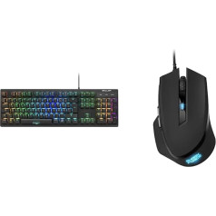 Sharkoon Skiller SGK30 Blue Mechanical Gaming Keyboard (ar RGB apgaismojumu, Blue Switch, N-Key Rollover, 1000 Hz Polling Rate), 4044951030026 & Shark Force II Black