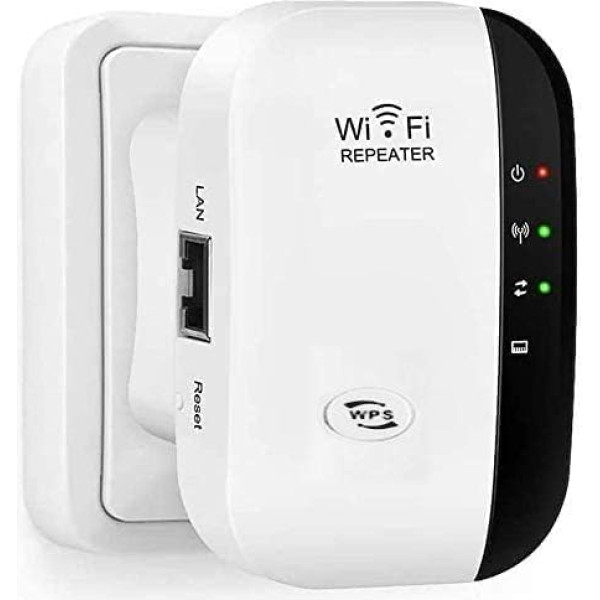 WiFi Extender Booster, WLAN Repeater WLAN Verstärker WiFi Extender līdz 4000sq.ft ar Repeater/AP Modus, Long Range Amplifier mit Ethernet Port zu Allen WLAN Geräten, 1-Tap Setup, Access Point