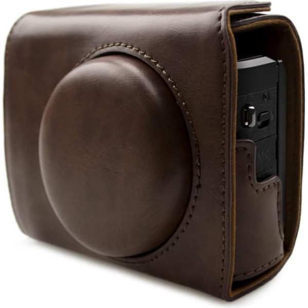 Rieibi G7X II G7X III Case - Vintage Leather Camera Case for Canon PowerShot G7 X Mark II/G7 X Mark III DSLR Camera - aizsargvāciņš ar siksniņu, kafijas, kosmētikas korpuss