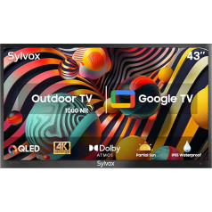 SYLVOX 43 collu āra televizors 4K QLED TV Smart Google TV Dolby Atmos 1000 nits HDR10 IP55 Ūdensizturīgs Google Assistant Chromecast Google Play Trīskāršs uztvērējs Deck Pro 2.0 QLED