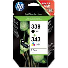 HP 338/343 Multipack Original Druckerpatrone (für HP Deskjet, HP Officejet, HP Photosmart, HP PSC) schwarz