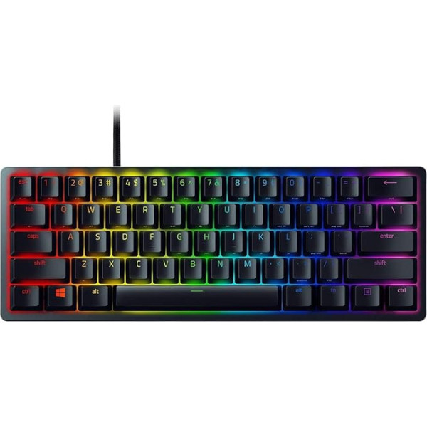 Razer Huntsman Mini (Red Switch) - 60% Compact Gaming Keyboard (Linear Optical Mechanical Switches, Doubleshot PBT Keycaps, Detachable USB-C Cable) UK Layout, Black