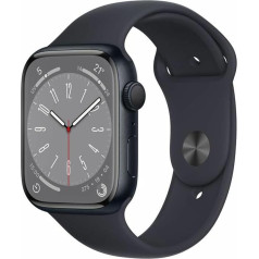 Apple Watch Series 8 (GPS, 45 mm) Mitternacht Aluminium-Gehäuse mit Mitternacht Sportband, regulējams (vispārējs)