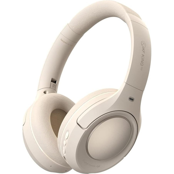 iKF King Pro Hybrid Active Noise Cancelling Kopfhörer, Bluetooth kabelošākas austiņas ar HD mikrofona mikrofonu, 125 stundu ilgs darbības laiks, 6 EQ-Modi, caurspīdīgs mikrofons, drošas, piemērotas rokām/Laptops/PC (tumši baltas)