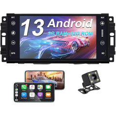 Auto radio Jeep Wrangler Dodge Ram Challenger Chrysler ar auto GPS navigatoru 2G RAM 32G ROM Car Play/Android auto ar aizmugures skata kameru Android 13