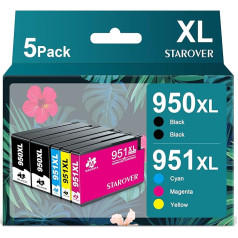 STAROVER 950XL 951XL 951XL printeru kasetnes, kas paredzētas HP 951XL 950XL 950XL Multipack saderīgas ar HP Officejet Pro 8600 8610 8610 8615 8100 8620 8625 8630 8640 251dw 276dw (2 melnas 1 ciāns 1 magenta 1