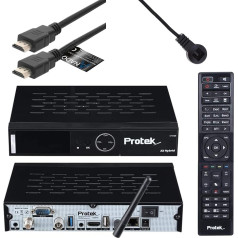 Protek X2 4K UHD Combo uztvērējs - E2 Linux - 1x DVB-S2 + 1x DVB-C/T2 uztvērējs - WiFi, infrasarkanais uztvērējs, USB 2.0 un 3.0, HDTV, 2160p, H.265, HDR + Anadol HDMI kabelis [Astra & Hotbird iepriekš ieprogrammēts]